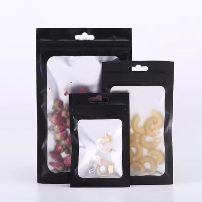 Embalaje de cerradura con cerradura de plástico resistente a los olores negro mate Bolsa Mylar con ventana transparente