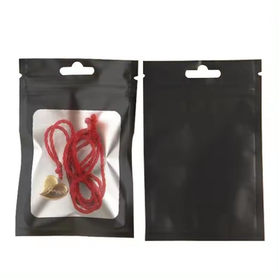 Embalaje de cerradura con cerradura de plástico resistente a los olores negro mate Bolsa Mylar con ventana transparente
