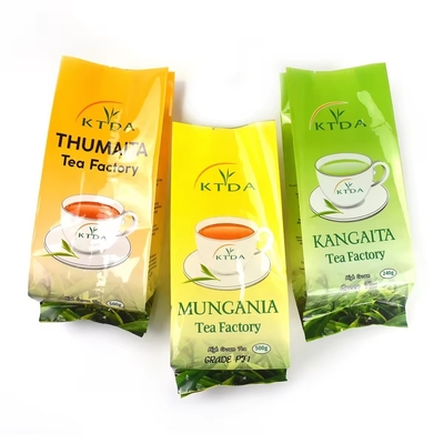 Impreso a medida laminado 240g 500g bolso de plástico impermeable bolso de seguridad de sello de papel de aluminio de grado alimenticio bolsas de embalaje de té de lado