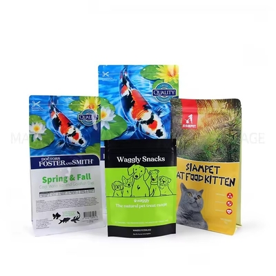 2kg 5kg 10kg 15kg Envases de plástico de aluminio de fondo plano con cerradura y cierre con cremallera Bolsas de comida para perros