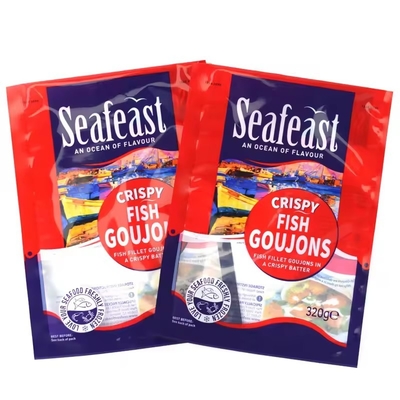 Embalaje de alimentos congelados de pescado, pollo y vacío impreso a medida 3 sello lateral Bolsas de plástico con logotipos