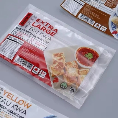 Bolsa de embalaje de alimentos de impresión personalizada Bolsa de sellado de tres lados Bolsa de envasado de nylon Bolsa de alimentos congelados de galletas de mariscos Camarón
