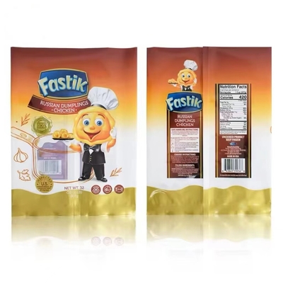 Embalaje flexible personalizado con logotipo para congelación y conservación de frescura es una bolsa sellada de tres lados