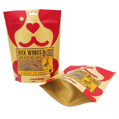 Bolsa de embalaje de alimentos Impresión personalizada de papel Kraft Gravura Impresión de cremallera Top Stand Up Bolsa con ventana transparente