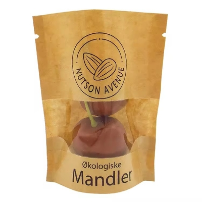 Bolsa de embalaje de alimentos Impresión personalizada de papel Kraft Gravura Impresión de cremallera Top Stand Up Bolsa con ventana transparente