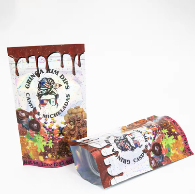 Embalaje de alimentos de impresión de azúcar de fábrica embalaje de plástico papel de aluminio Mylar Stand Up Bolso Bolso Die Cut Bolso Mylar