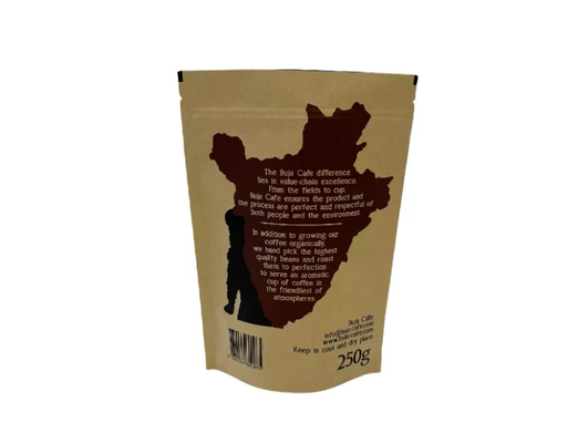 Compostable Biodegradable Standup Fondo plano de papel Kraft Embalaje de alimentos Bolsa de cremallera Bolsa de café impresa a medida con válvula