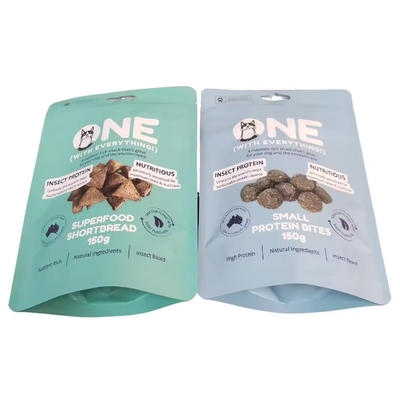 Logotipo de personalización Bolsas de comida para perros cerrables Bolsa de cremallera con ventana Bocadillos para mascotas Bolsa de pie