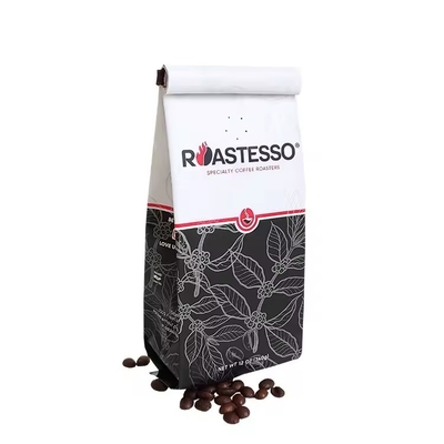 Bolsa de cartón Kraft de fábrica biodegradable a medida Bolsa de cartón Kraft de papel de café de grano de café Bolsa de embalaje de embalaje negro
