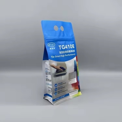 Bolsa de plástico con fondo plano con cremallera reutilizable de papel de aluminio de lado para bolsas de embalaje de detergentes químicos en polvo