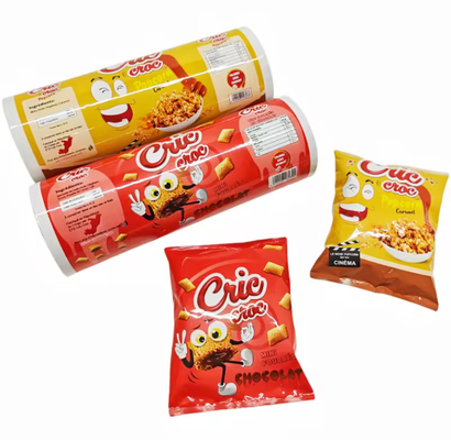 Embalaje Impreso de plástico Bolsita de laminación en caliente Bolso de bocadillos para alimentos BOPP PET Aluminio CPP PE Chip de papa Rollo de película sellada