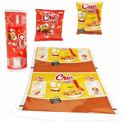 Embalaje Impreso de plástico Bolsita de laminación en caliente Bolso de bocadillos para alimentos BOPP PET Aluminio CPP PE Chip de papa Rollo de película sellada