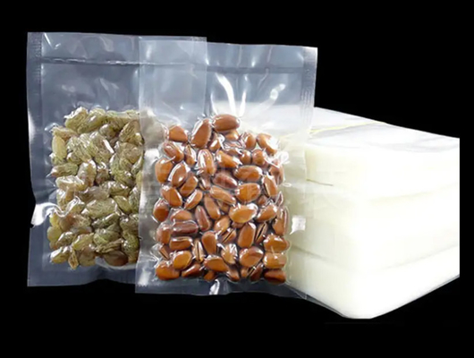 Calidad alimenticia laminada transparente de nylon pescado mariscos envases de plástico sello térmico bolsas de sello al vacío