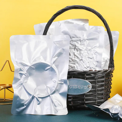 Color plateado Bolsa sellada de vacío grande Bolsas de embalaje de alimentos de papel de aluminio Sello térmico al vacío