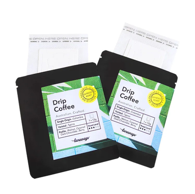 Impresión digital de 3 lados sellado bolso plano bolso para filtro de goteo de café embalaje colgando oídos bolsa de café