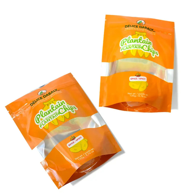 Embalaje de las papas fritas Logotipo personalizado Cerradura Bolsas de grado alimenticio Bolso Sachet Papas fritas de plátano plástico compuesto resealable