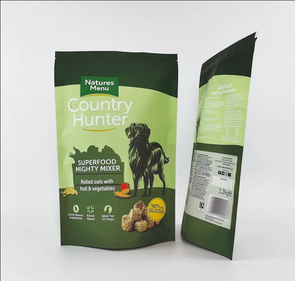 Bolsa de plástico impresa a medida Tamaño grande 5kg 10kg 15kg Bolsa de pie Mylar Reutilizables de cremallera Bolsas de embalaje de alimentos para perros y mascotas