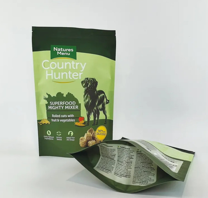 Bolsa de plástico impresa a medida Tamaño grande 5kg 10kg 15kg Bolsa de pie Mylar Reutilizables de cremallera Bolsas de embalaje de alimentos para perros y mascotas