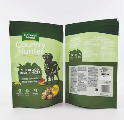 Bolsa de plástico impresa a medida Tamaño grande 5kg 10kg 15kg Bolsa de pie Mylar Reutilizables de cremallera Bolsas de embalaje de alimentos para perros y mascotas