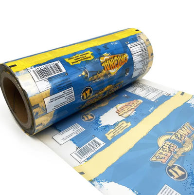 Impresión personalizada Bopp PET CPP PE película laminada metalizada rollo de embalaje flexible aperitivos dulces pizza comida película de plástico