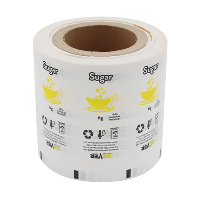 Envase de plástico para alimentos de venta al por mayor envasado laminado película de rollo de papel de azúcar bolsita de papel de embalaje automático para la venta