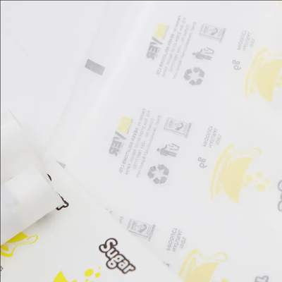 Envase de plástico para alimentos de venta al por mayor envasado laminado película de rollo de papel de azúcar bolsita de papel de embalaje automático para la venta