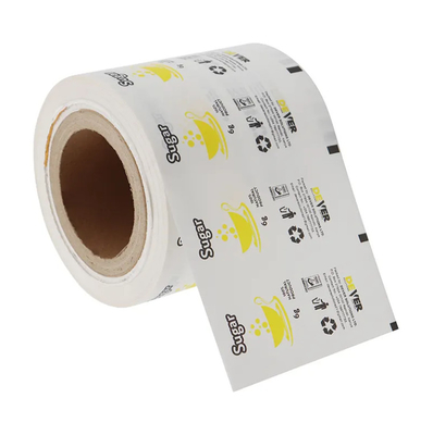 Envase de plástico para alimentos de venta al por mayor envasado laminado película de rollo de papel de azúcar bolsita de papel de embalaje automático para la venta