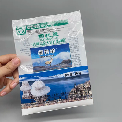 Impresión personalizada de sello de tres lados Bolsa de sello trasero de vacío para sal Bolsa de cierre de cerradura de plástico blanco Mylar Embalaje con ventana transparente