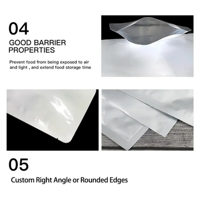 Calidad de alimento de plata autoclave de vacío de calor sellable de aluminio plano de papel Mylar bolsa de apertura superior de embalaje de alimentos a granel Retort bolso de almacenamiento