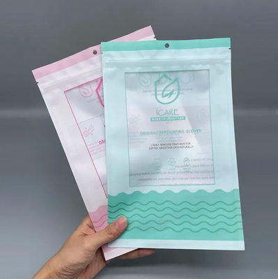 Guantes transparentes y transparentes Embalaje Bolsa de cremallera congelada para guantes Cosméticos Bolsas de plástico Mylar con cremallera sello de tres lados