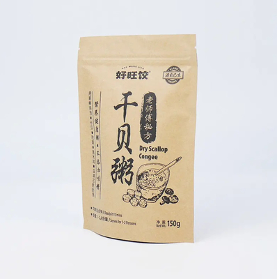 Papel de aluminio de hoja de aluminio Top de cremallera Stand Up bolsa con sello térmico Kraft papel PET PE plástico para el embalaje de alimentos