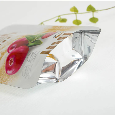 Impresión personalizada de papel de aluminio de aluminio de bolsas de plástico de embalaje de alimentos de frutas Doypack Bolsas de cremallera Stand Up Bolsas de comida