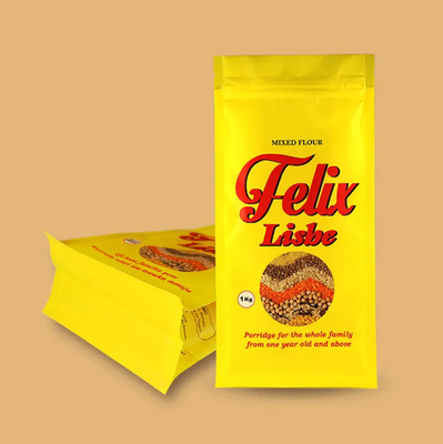 Polvo de cremallera personalizado Bolsa de fondo plano Bolsas de almacenamiento de nueces de alimentos Bolsas de cremallera transparentes Bloqueo de cremallera auto sellado Bolsa de embalaje lateral Bolsa de enchufe