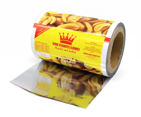 Fabrica de rollo de película de impresión de plástico utilizado para bocadillos/chips de patata/envases de nueces, rollo de película de embalaje de bolsas pequeñas laminadas para bocadillos