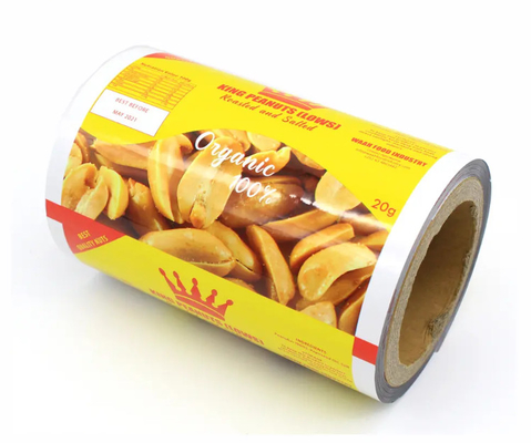 Fabrica de rollo de película de impresión de plástico utilizado para bocadillos/chips de patata/envases de nueces, rollo de película de embalaje de bolsas pequeñas laminadas para bocadillos