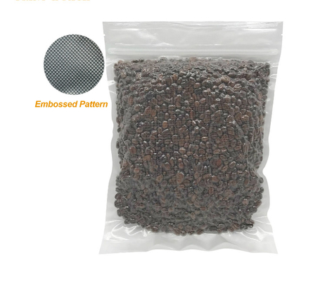 Fabrica OEM Almacenamiento de alimentos personalizado Bolsas de sello de vacío de nylon con doble cremallera en relieve