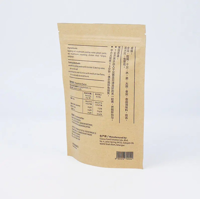 Papel de aluminio de hoja de aluminio Top de cremallera Stand Up bolsa con sello térmico Kraft papel PET PE plástico para el embalaje de alimentos
