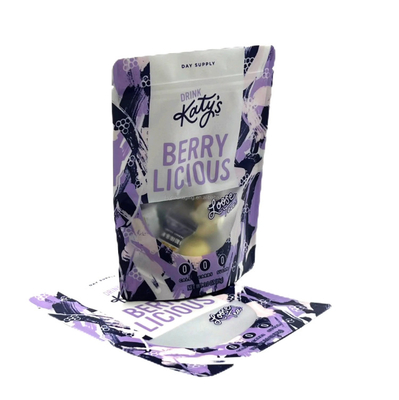 PET reciclable Mylar Ziplock Stand Up Bolso de bolsillo de hierbas Hojas verdes sueltas Negro Café Bolso de juguete Bolso de té Matcha Almacenamiento