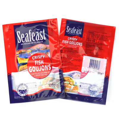 Embalaje de alimentos congelados de pescado, pollo y vacío impreso a medida 3 sello lateral Bolsas de plástico con logotipos