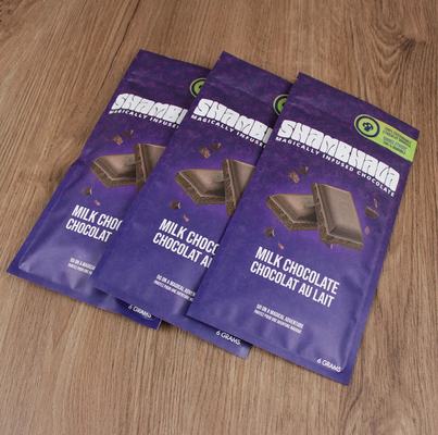 Bolsas de plástico de calidad alimenticia de impresión personalizada de color helado brillante de 3 lados selladas bolsas de cerradura reutilizables Bolsas de papel de aluminio bolsas de Mylar para chocolate