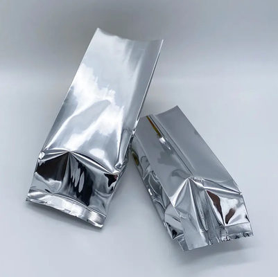 Lámina de aluminio de papel plateado brillante laminado sello térmico de reverso sello lateral enchufe de embalaje de alimentos bolsa de vacío de alimentos bolsas de té de café