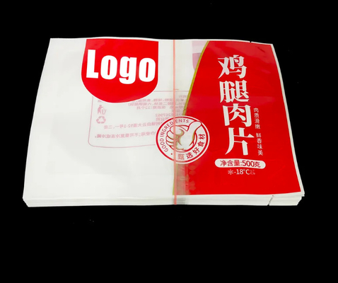 Logotipo impreso a medida Carne PE Nylon Tear Notch Sello térmico transparente Bolsas de embalaje Bolsas de sello al vacío de grado alimenticio