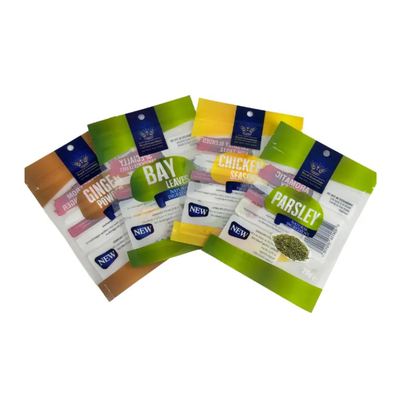 Bolsas de plástico de sello de 3 lados de impresión a medida Bolsas de especias con condimentos Bolsas comestibles Embalaje Bolsa Mylar Ziplock