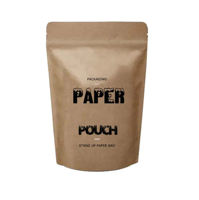 Bolsas de papel artesanal de color marrón y blanco de Kraft de pie Bolsas de comida en polvo Te y café Embalaje Bolsas de cremallera