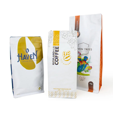 Impresión de logotipo personalizado Bolso de fondo plano Gusset Sello de ocho lados Bolsa de alimentos para mascotas Bolsa de arroz galleta productos secos de alimentos Bolsa de plástico para café