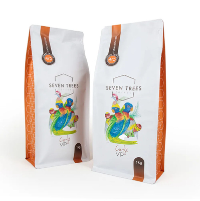 Impresión de logotipo personalizado Bolso de fondo plano Gusset Sello de ocho lados Bolsa de alimentos para mascotas Bolsa de arroz galleta productos secos de alimentos Bolsa de plástico para café