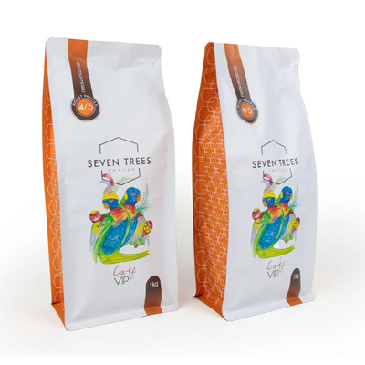 Impresión de logotipo personalizado Bolso de fondo plano Gusset Sello de ocho lados Bolsa de alimentos para mascotas Bolsa de arroz galleta productos secos de alimentos Bolsa de plástico para café