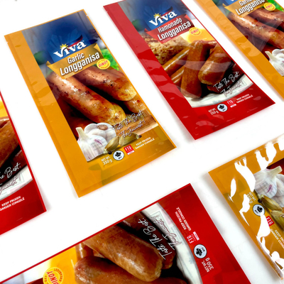 Bolsas de sello personalizadas Alimentos cocinados Bolsas de alimentos congelados Embalaje de plástico Bolsas de sello triple