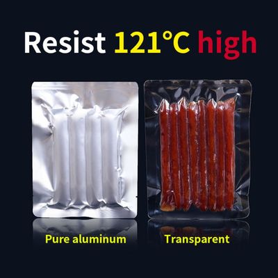 Plástico de grado alimenticio personalizado, aluminio puro, bolsa de vacío transparente sellada por 3 lados, bolsa para cocción al vapor, embalaje para almacenamiento de alimentos