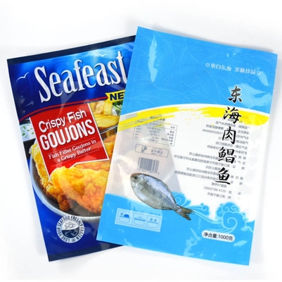 Impresión Personalizada, Sellado Térmico, Laminado, Bolsa Plana de Nailon a Prueba de Fugas, Embalaje de Alimentos Congelados de Carne y Pescado de Plástico, Bolsa de Vacío